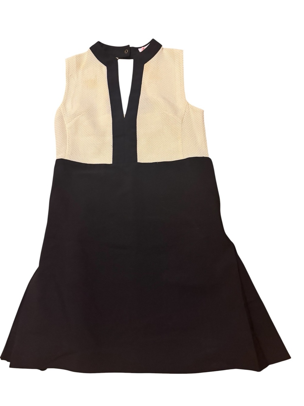 Jaeger London Two-Tone A-Line Dress in white  and Black size 10